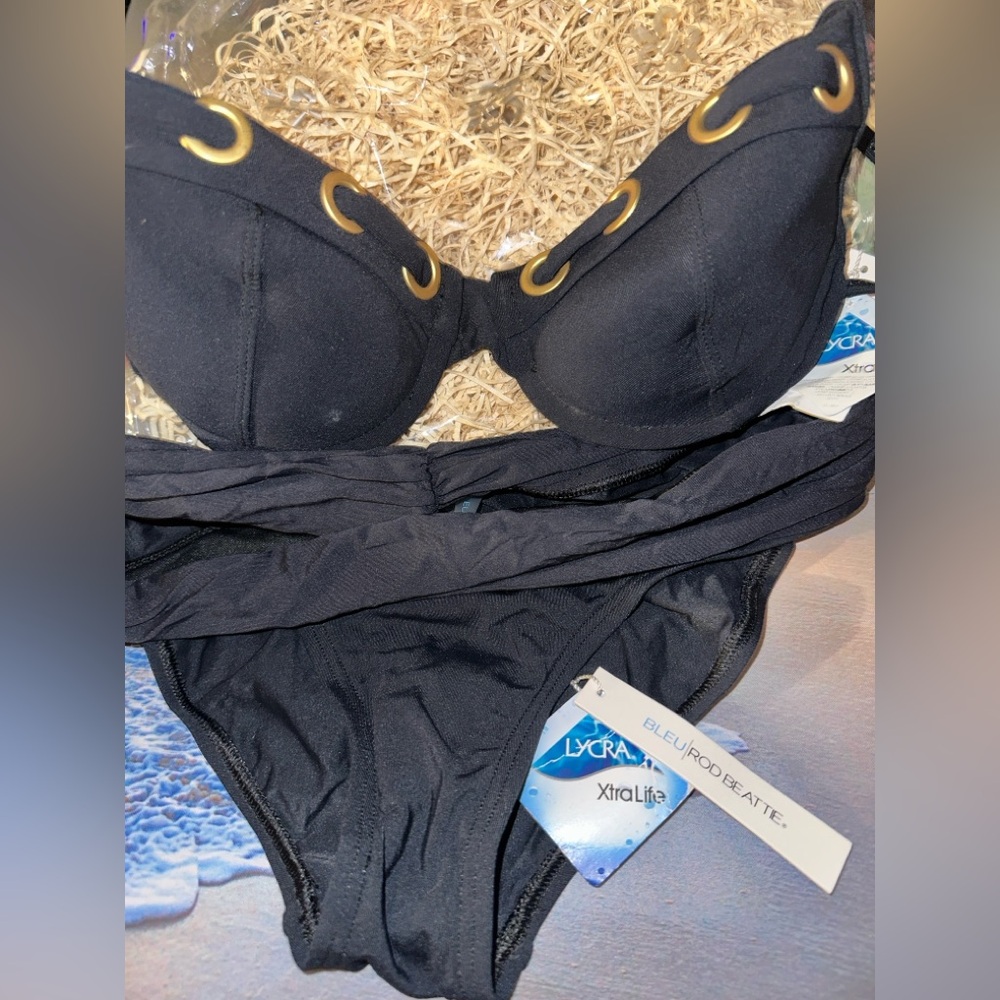 New black 2 pc Bikini Bleu Rod Beattie NWT size 6 Lycra Xtra Life Retail $138